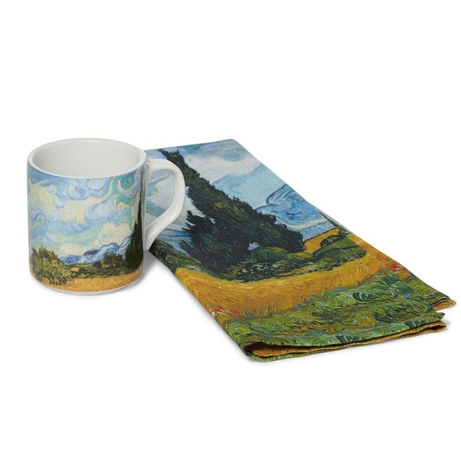 The Metropolitan Museum of Art Van Gogh Wheat Field With Cypresses Mug And Tea Towel Set | Tableware