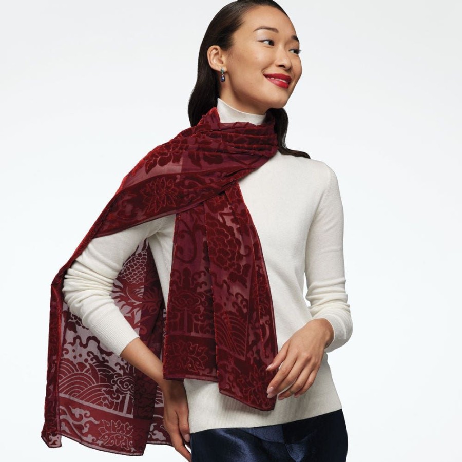 The Metropolitan Museum of Art Chinese Phoenixes And Peonies Oblong Velvet Burnout Scarf | Scarves & Wraps