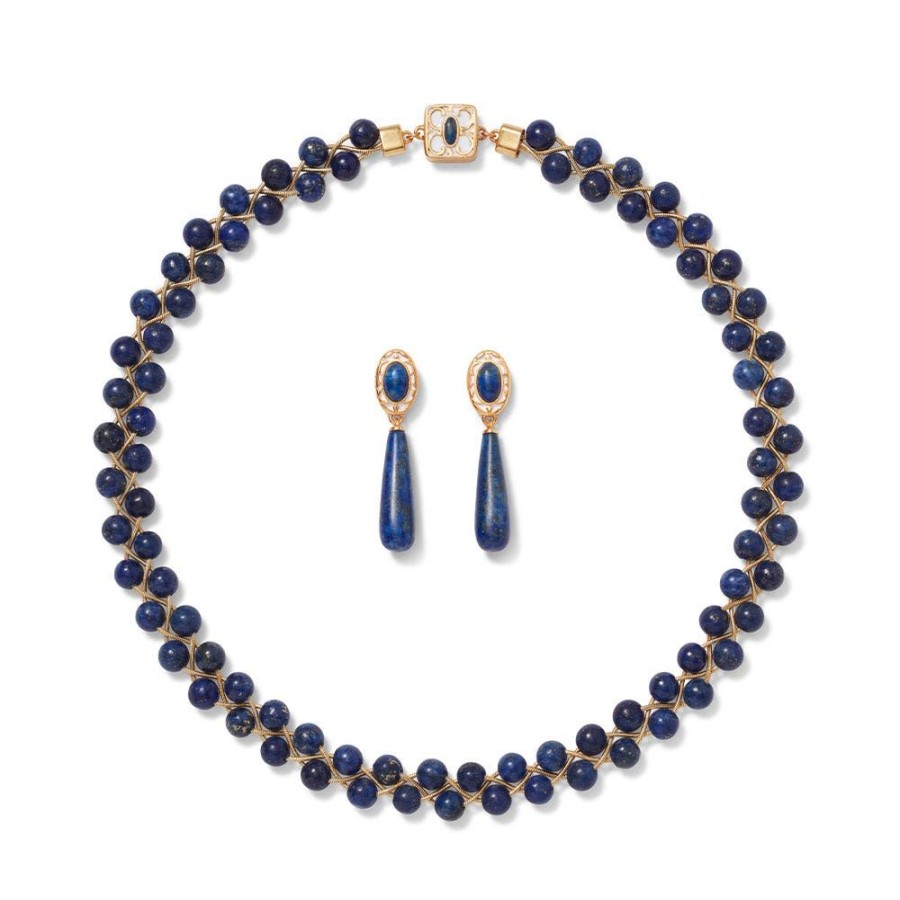 The Metropolitan Museum of Art Spanish Baldric Lapis Braided Necklace And Elongated Drop Earrings Set | Jewelry Sets