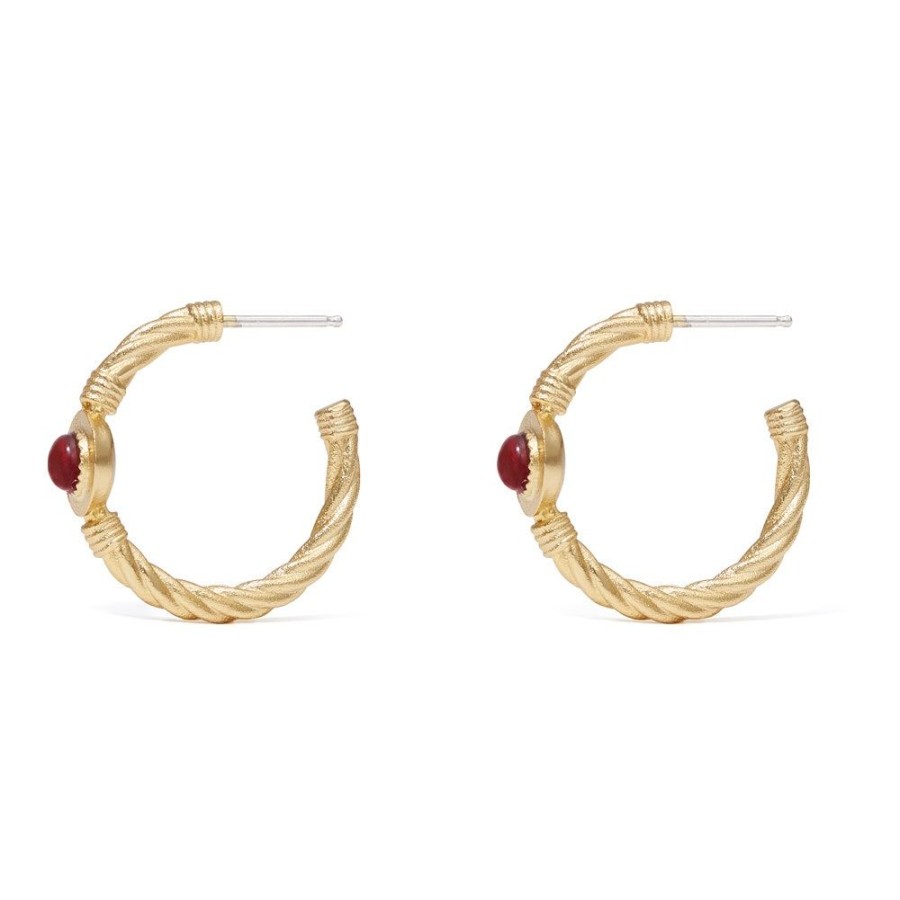 The Metropolitan Museum of Art Garnet Cabochon Twisted Hoop Earrings | Earrings