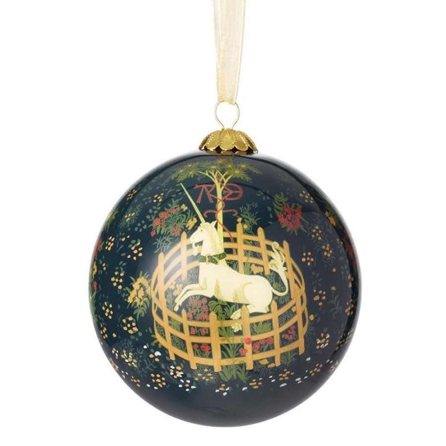 The Metropolitan Museum of Art Unicorn In A Garden Hand-Painted Glass Ornament | Ornaments