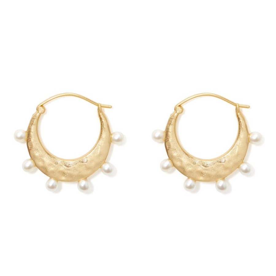 The Metropolitan Museum of Art Hammered Crescent Pearl Hoop Earrings | Earrings