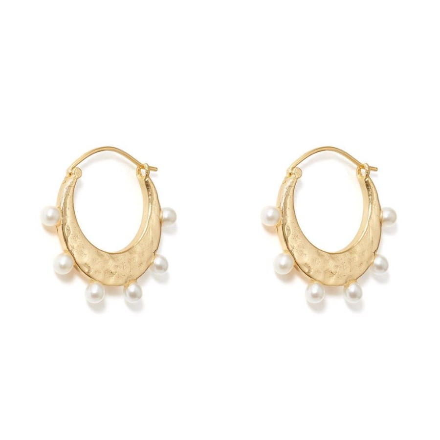 The Metropolitan Museum of Art Hammered Crescent Pearl Hoop Earrings | Earrings