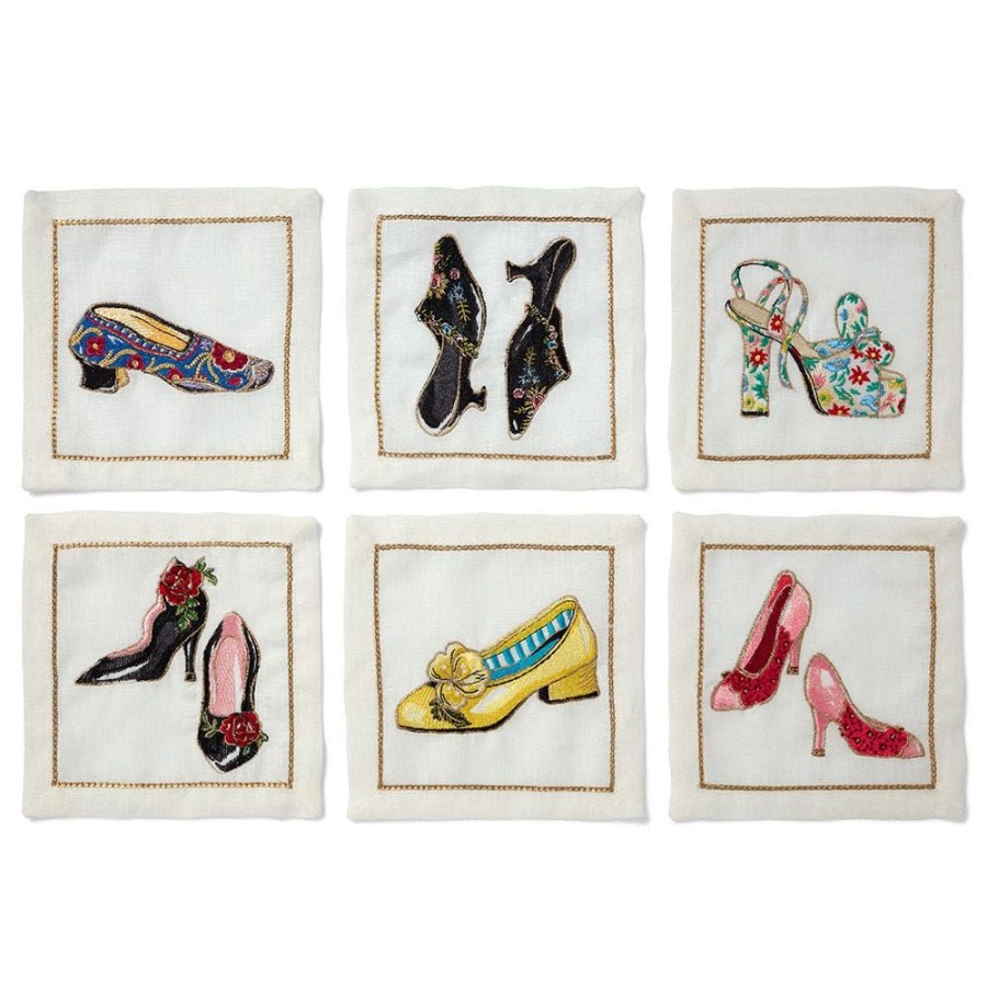 The Metropolitan Museum of Art Kim Seybert Embroidered Shoes Linen Cocktail Napkin Set | Tableware