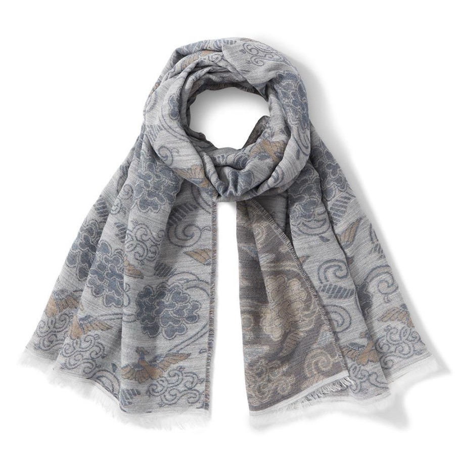 The Metropolitan Museum of Art Japanese Birds And Flowers Oversize Jacquard Shawl | Scarves & Wraps