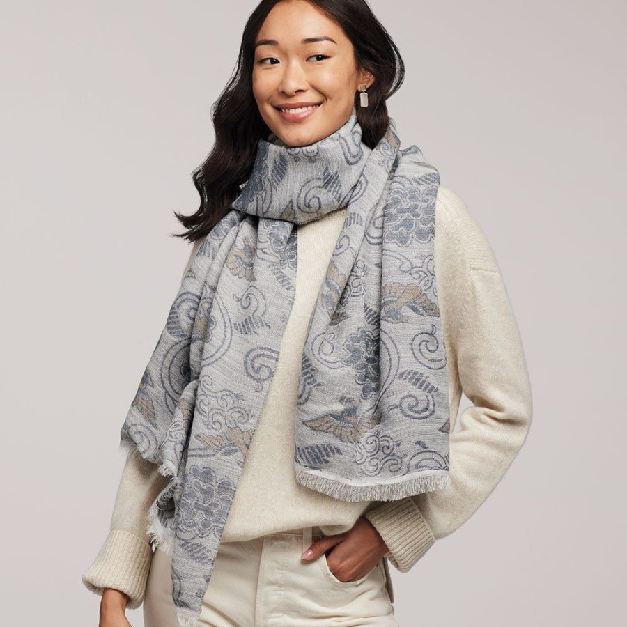 The Metropolitan Museum of Art Japanese Birds And Flowers Oversize Jacquard Shawl | Scarves & Wraps