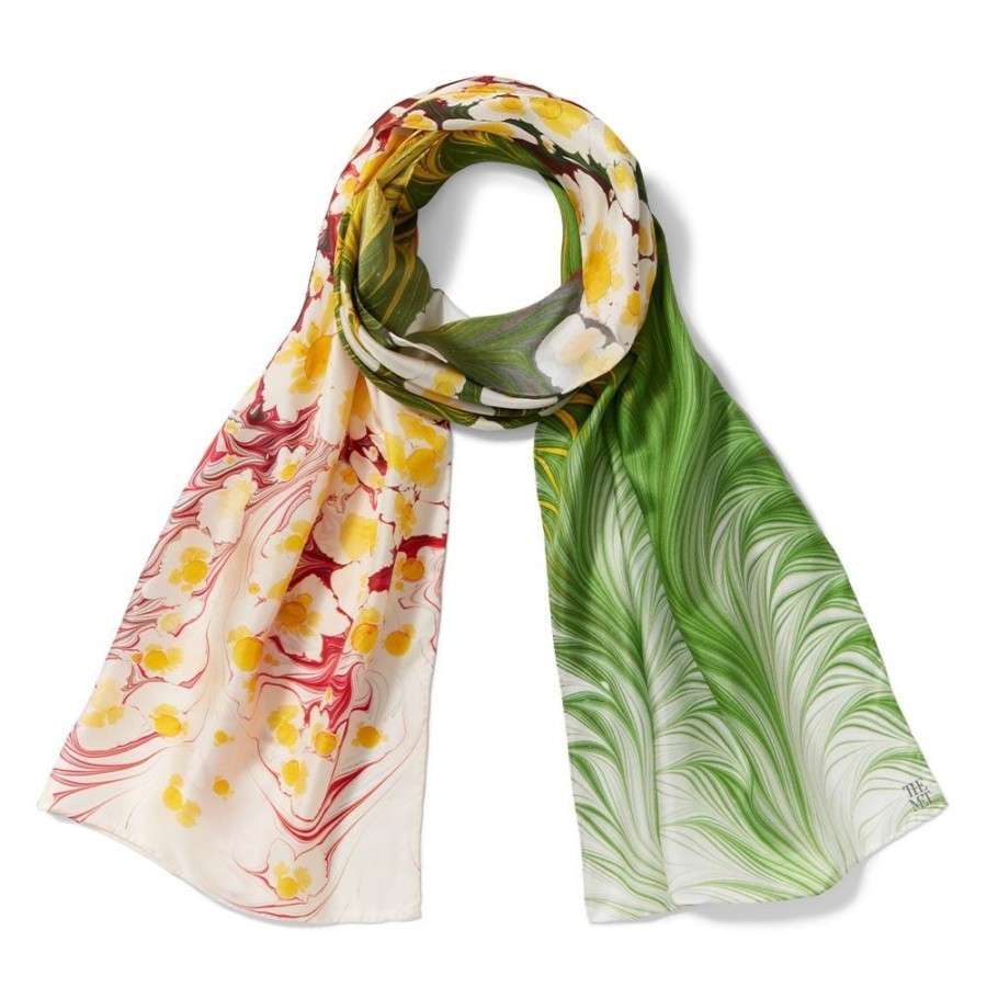 The Metropolitan Museum of Art Daisy Garden Marbled Paper Oblong Silk Scarf | Scarves & Wraps