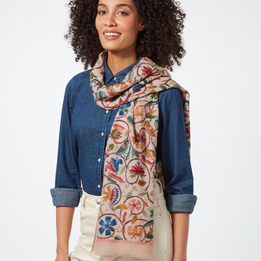 The Metropolitan Museum of Art British Flowering Vines Embroidered Oblong Scarf | Scarves & Wraps