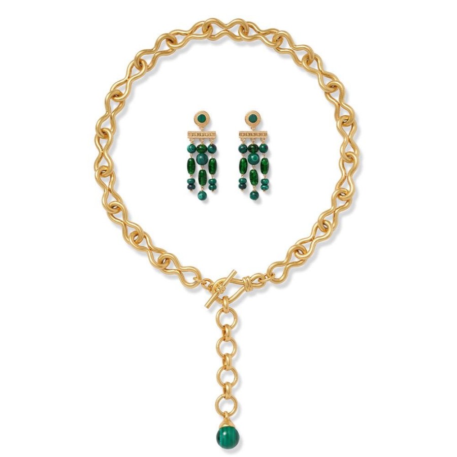 The Metropolitan Museum of Art Roman Malachite Statement Necklace And Chandelier Earrings Set | Jewelry Sets