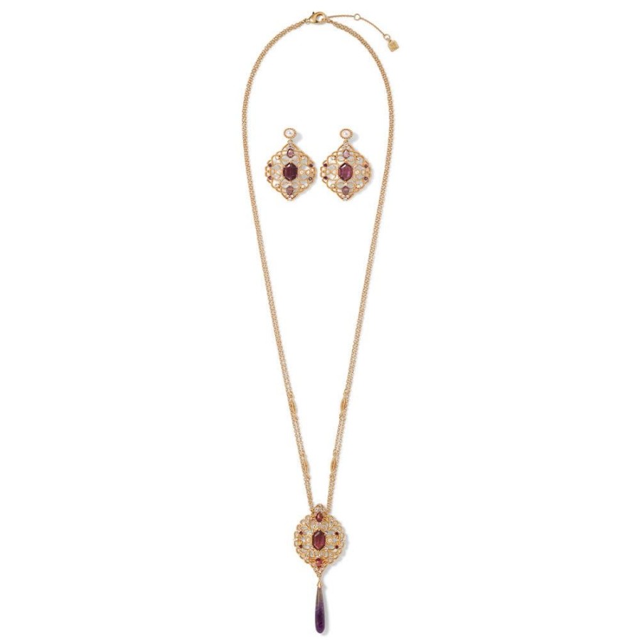 The Metropolitan Museum of Art Turkish Amethyst Long Pendant Necklace And Statement Earrings Set | Jewelry Sets