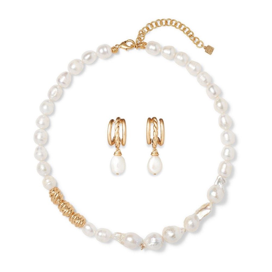 The Metropolitan Museum of Art Cypriot Twist Pearl Necklace And Triple-Hoop Earrings Set | Jewelry Sets