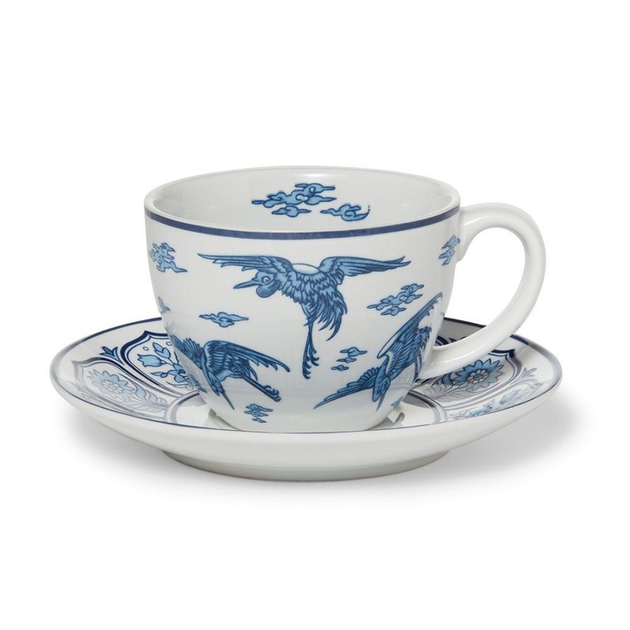 The Metropolitan Museum of Art Blue & White Cranes Teacup And Saucer | Tableware